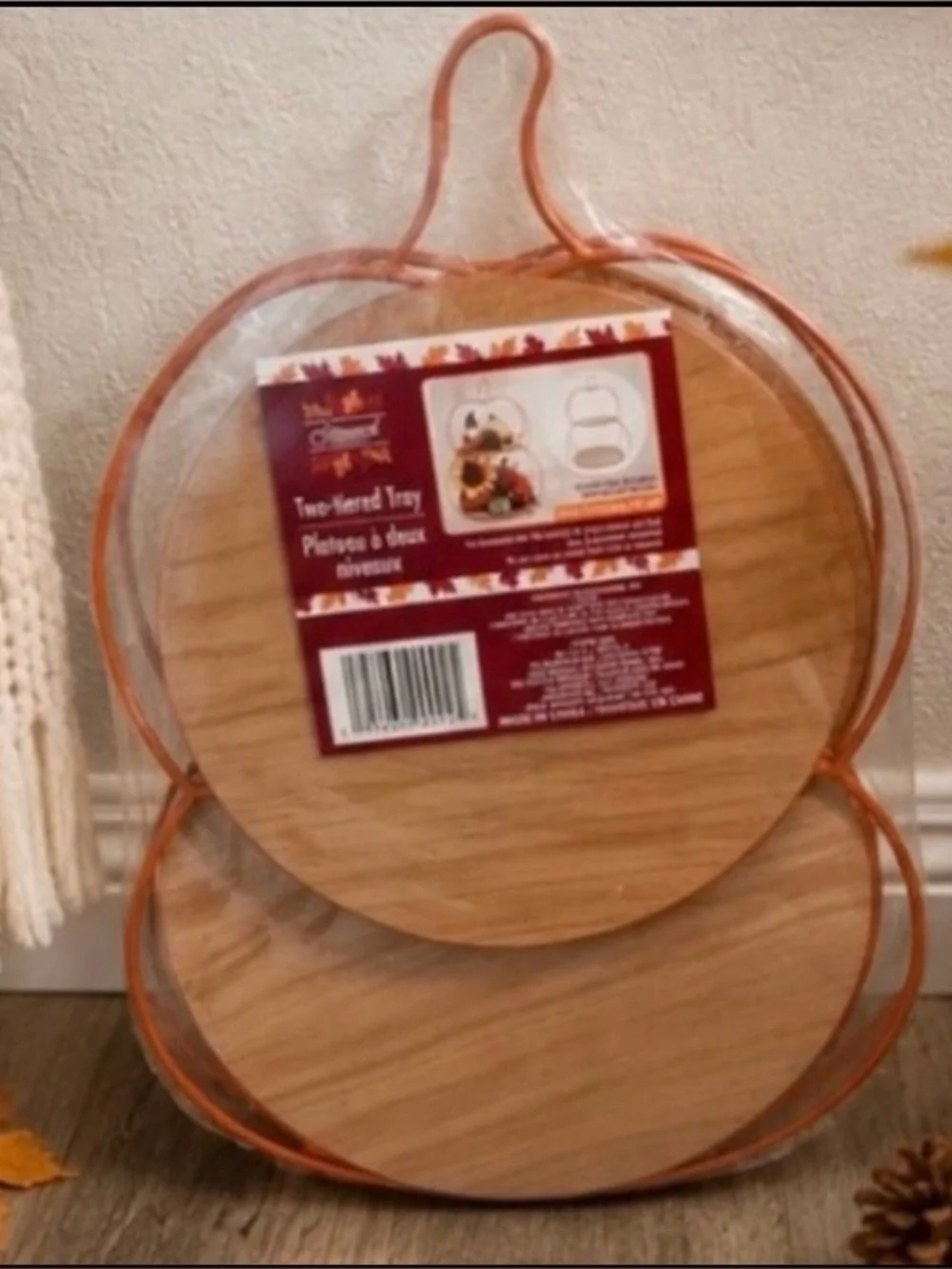 2 Tier Fall Decor Pumpkin Shaped Tray Stand
